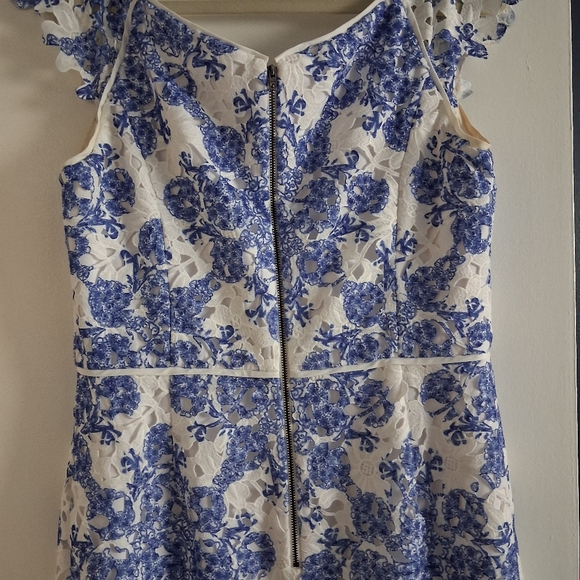 White House Black Market Blue & White Floral Lace Midi Dress - Picture 7 of 7